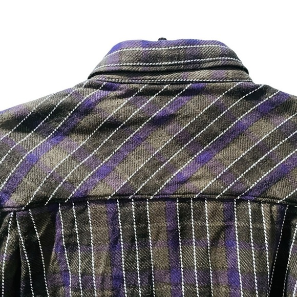 Tobacco Schecter Collab 100% Cotton Long Sleeve Striped Flannel Size XL - Picture 6 of 6